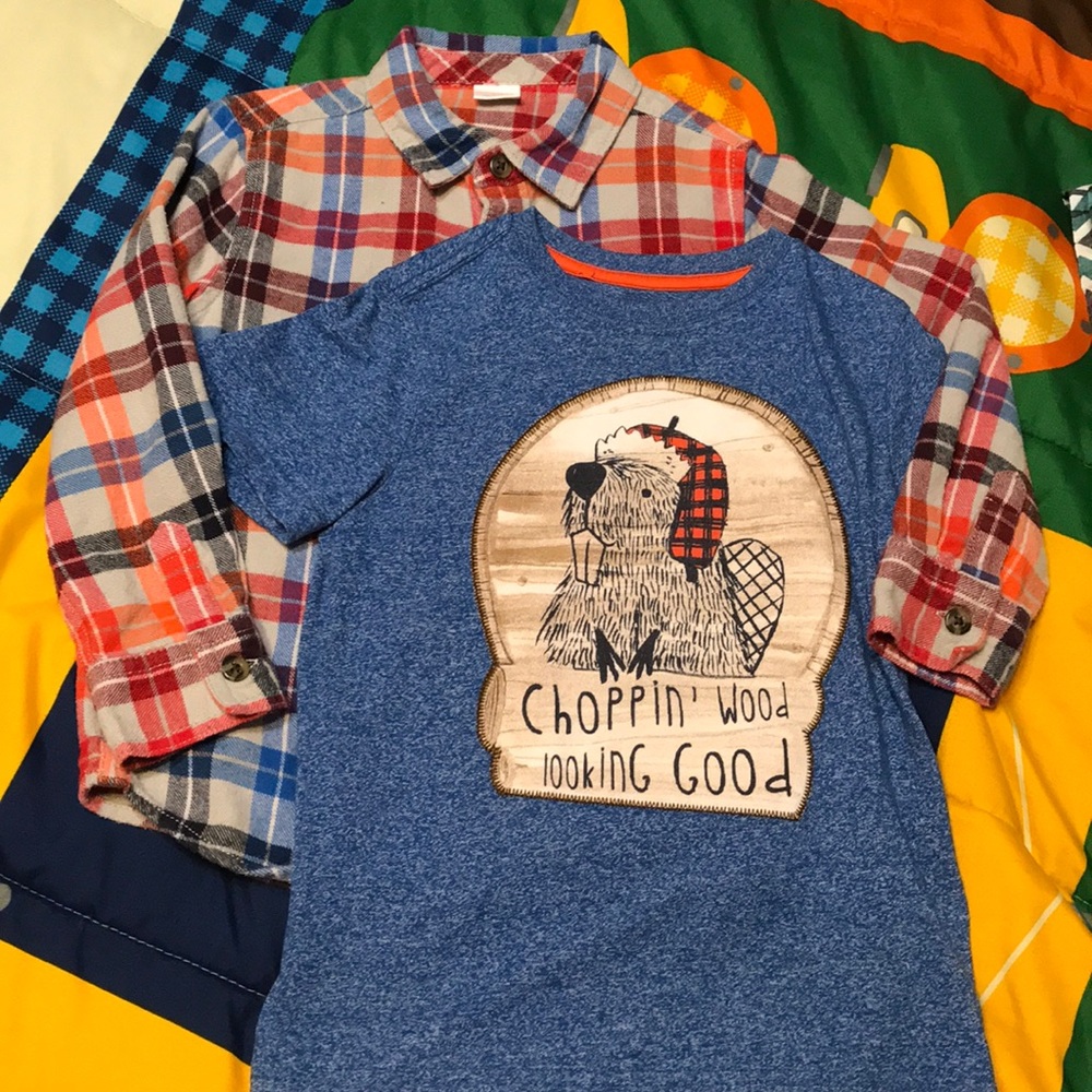 Gymboree flannel and matching t-shirt